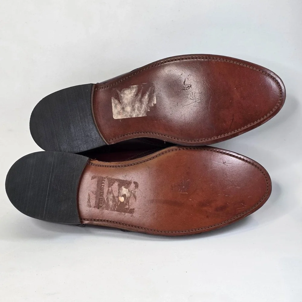 Nordstrom Mens Dress Shoes Size 11 E Burgundy Leather Wingtip Tassel Loafers USA